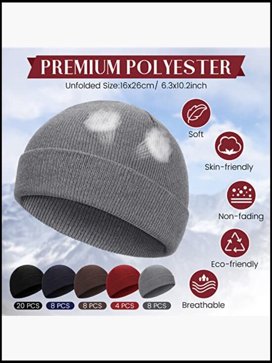 48 Pack Unisex Winter Beanies Bulk Knitted Skull Caps Elastic Stretch main image 5